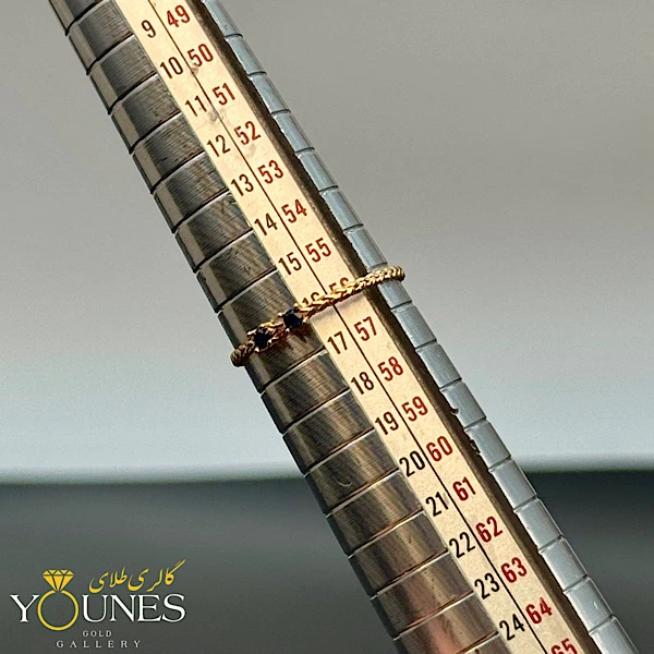 انگشتر مواج نگین آبی طلا